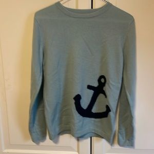 Two bees cashmere blue sweater with anchor. Size small